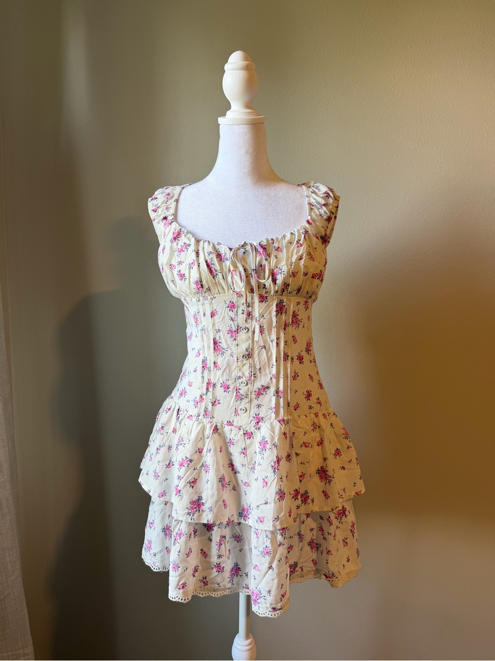 wild fable Cream Mini Dress with Pink Floral Print